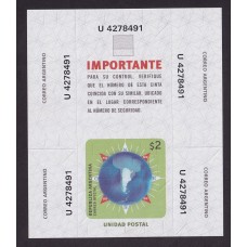 ARGENTINA SERVICIO SELLO CIERRES PARA CAJAS ENVIO GJ U1 NUEVA MINT U$ 20